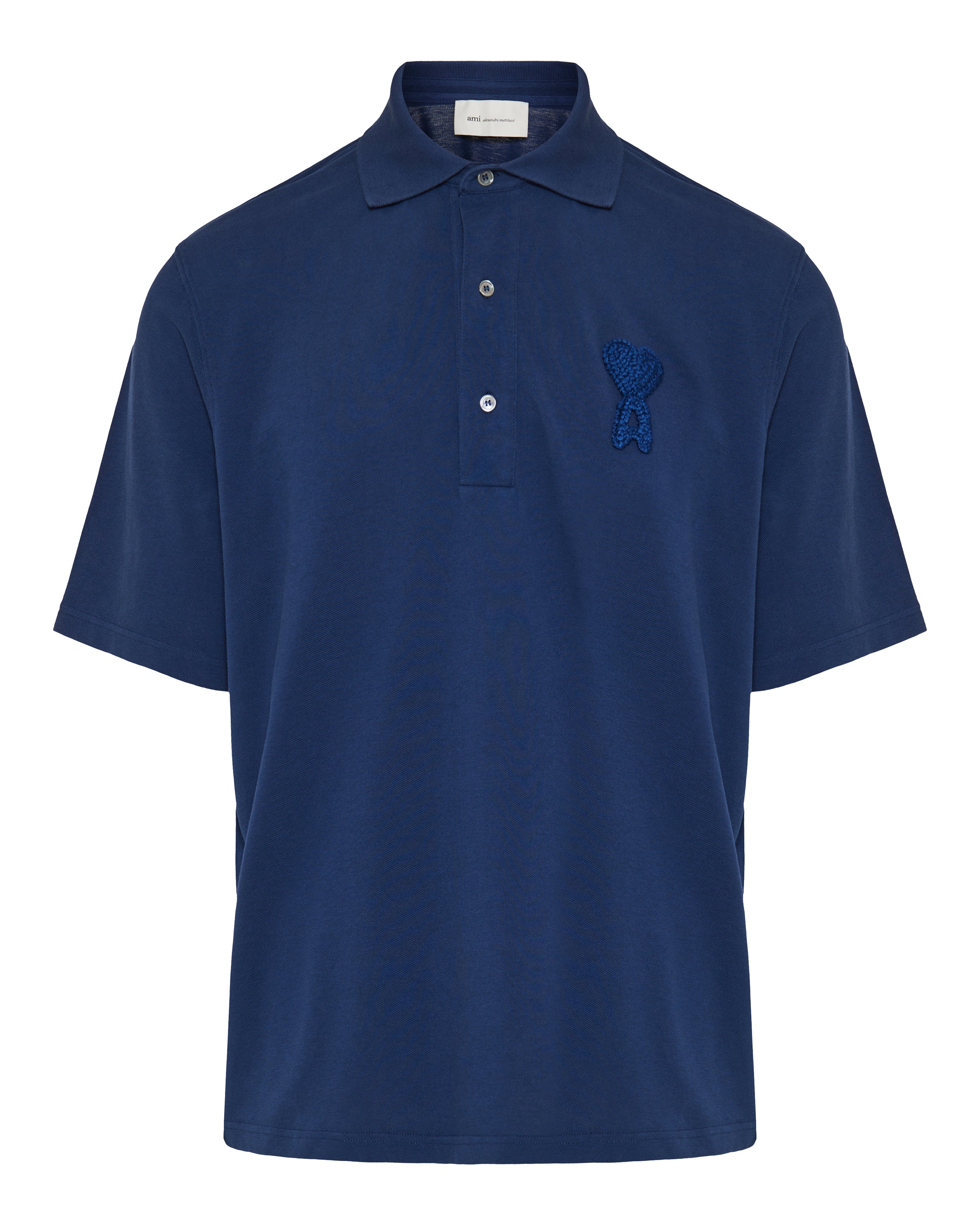 Ami Paris Knitted polo with logo patch – Luisa World