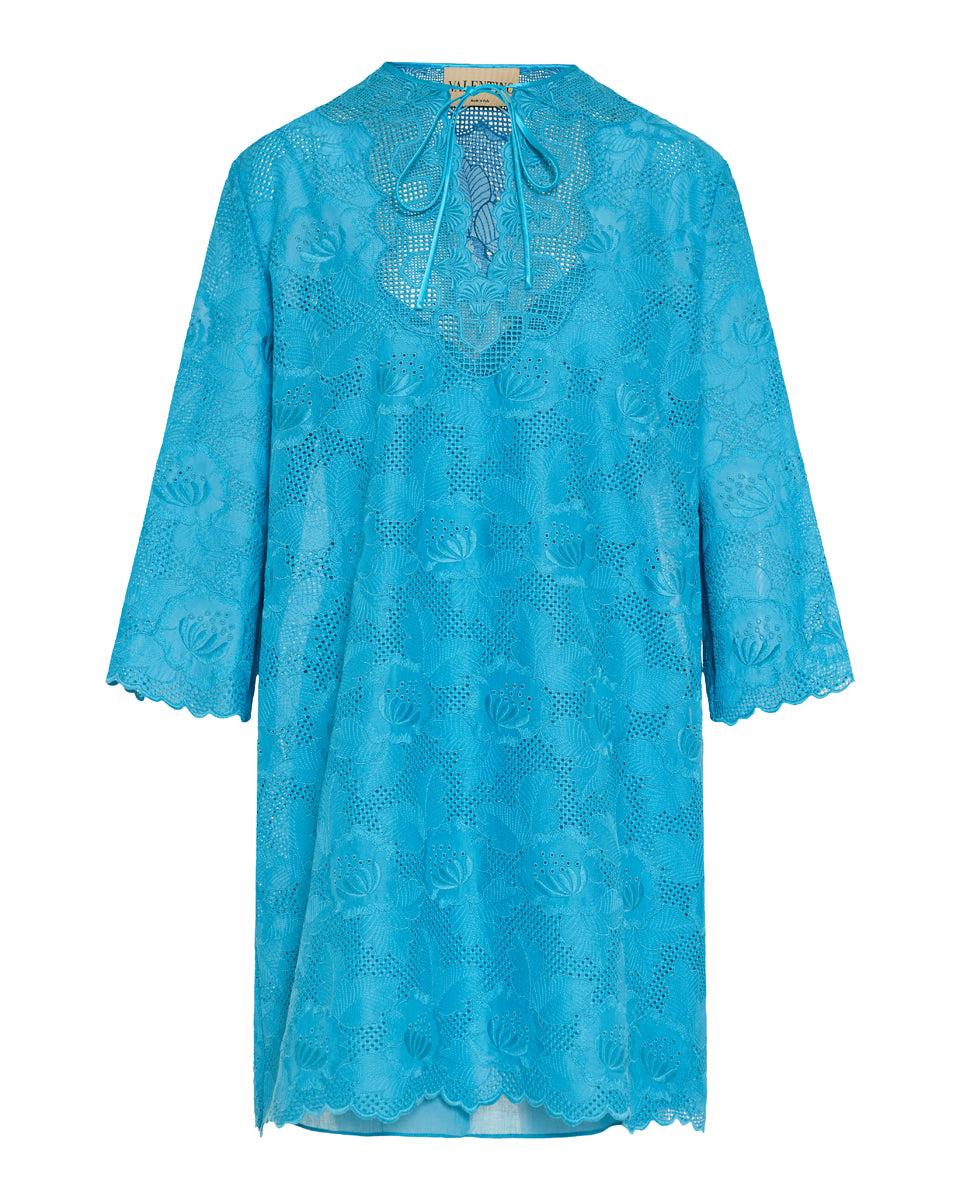 Valentino Garavani Tie-detailed broderie anglaise cotton mini dress Luisa World Valentino Garavani Tie-detailed broderie anglaise cotton mini dress Luisa World