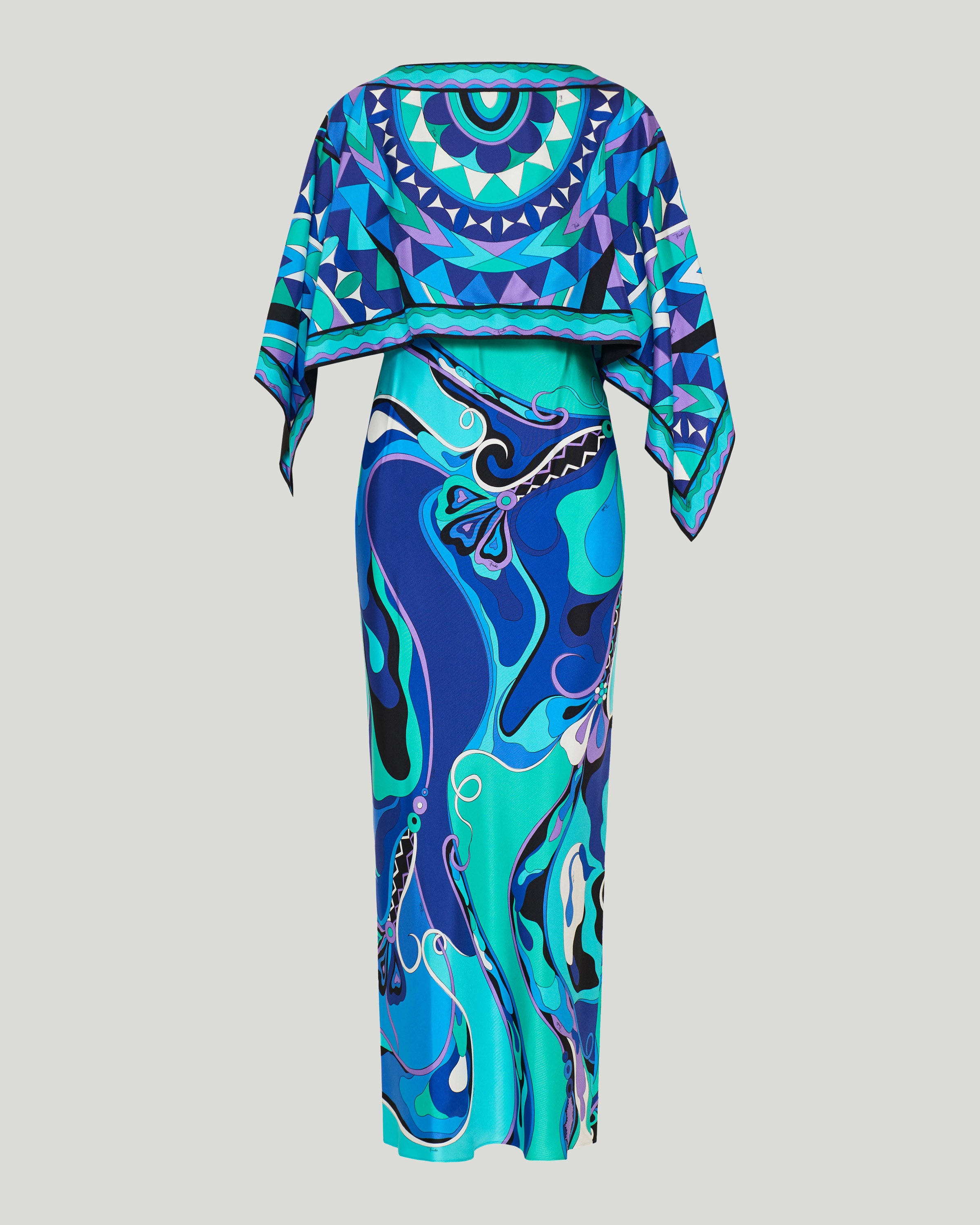 pucci orchidee silk maxi dress Orchidee silk slip dress and cape set in multicoloured - Pucci