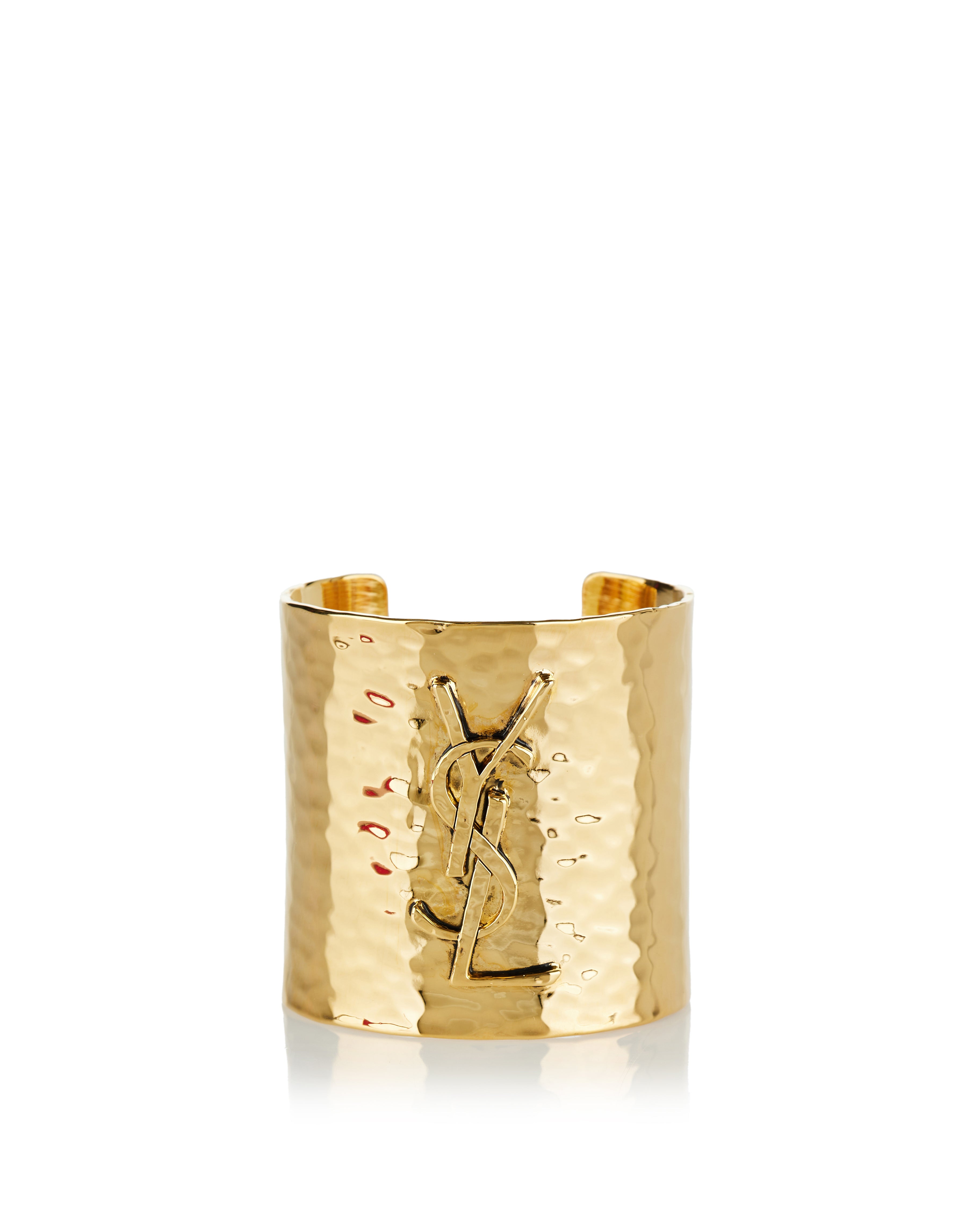 YVES SAINT LAURENT ゴールド ハンマード バングル Saint Laurent Cassandre metal cuff – Luisa World