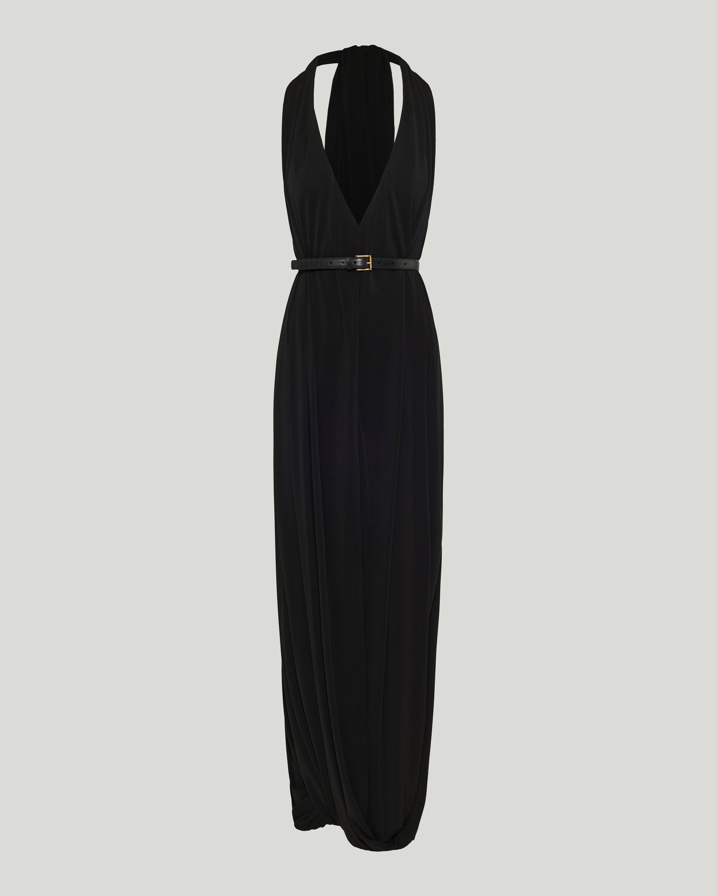 loewe black dress long LOEWE Black Silk Bow-Detail Maxi Dress