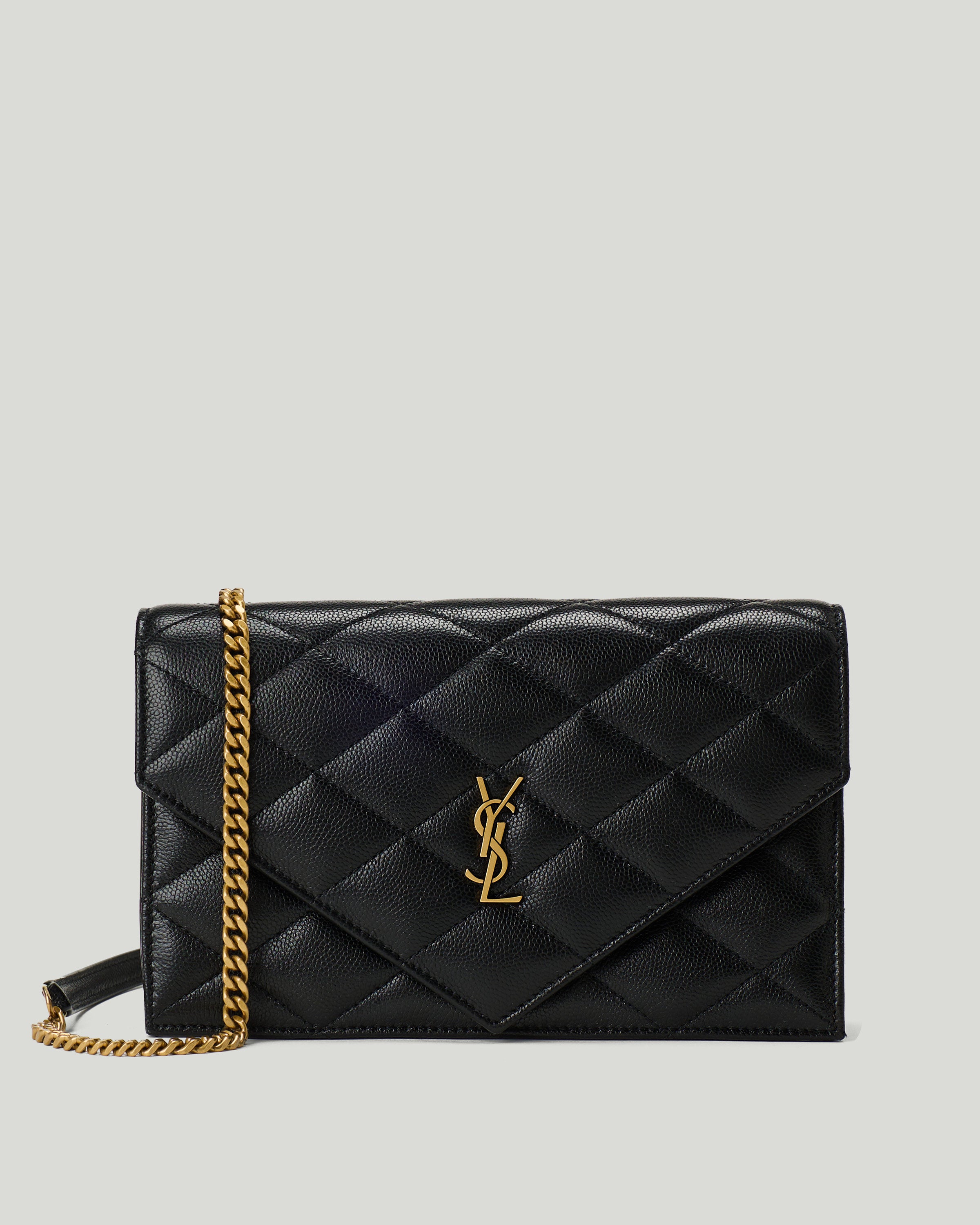 Saint Laurent Paris grain de poudre leather chain wallet – Luisa World
