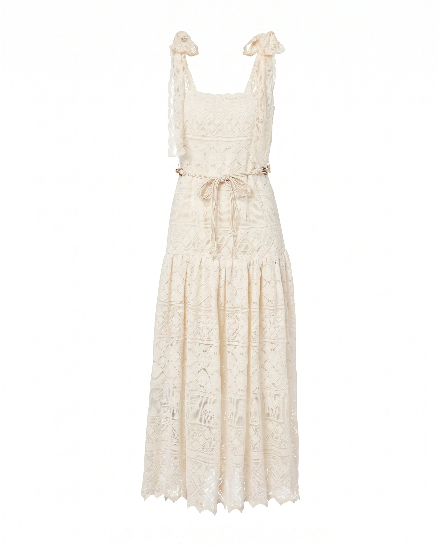 zimmermann white lace midi dress Zimmermann Indra belted cotton lace midi dress – Luisa World
