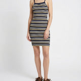 Striped sleeveless dress in cotton-blend