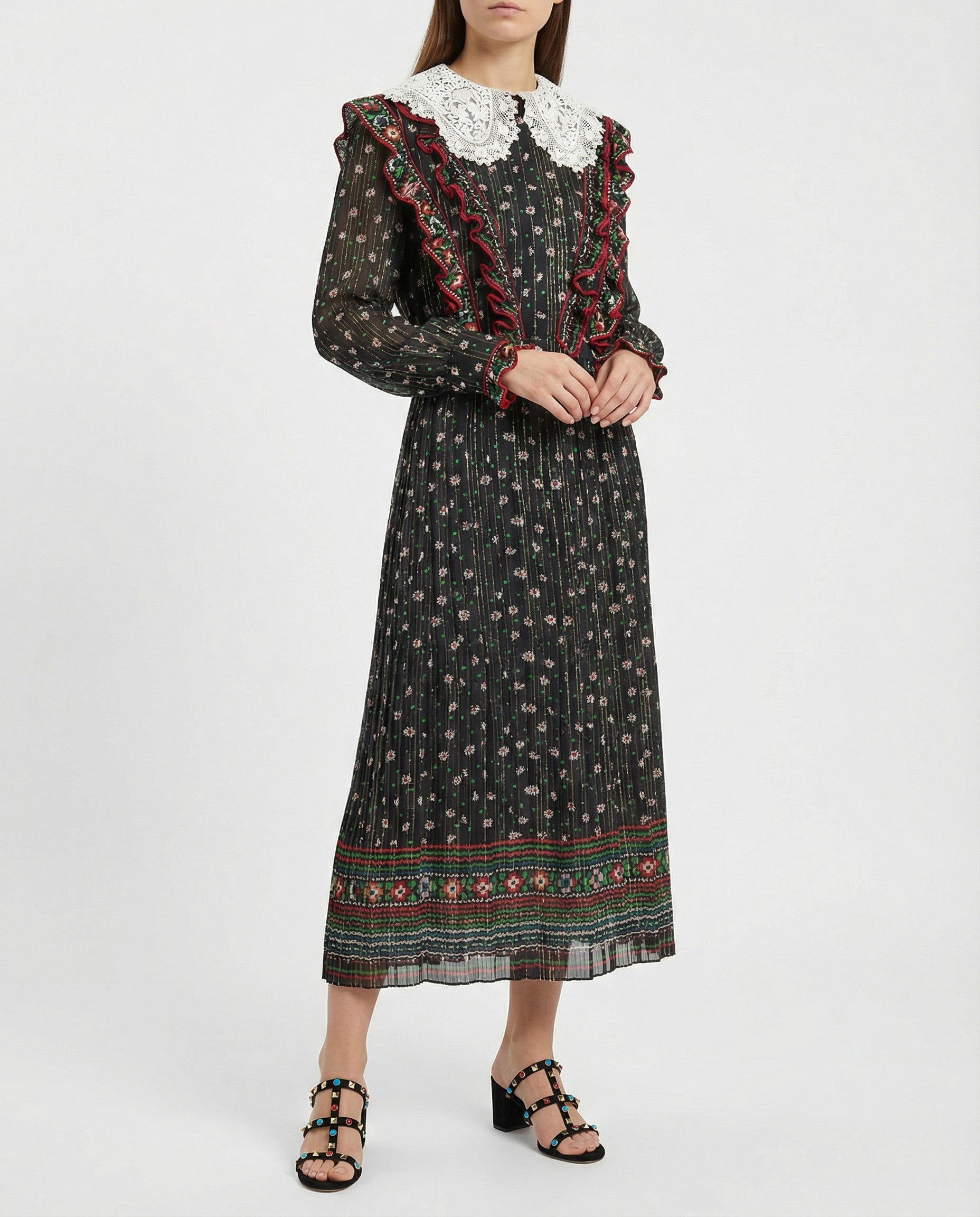 Valentino Garavani Floral-print silk midi dress Luisa World Valentino Garavani Floral-print silk midi dress Luisa World