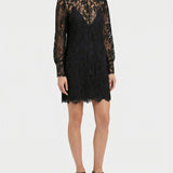 Floral cotton-blend lace mini dress