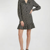 Ruffled polka-dot silk jacquard mini dress