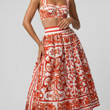 Dolce & Gabbana majolica print poplin bustier top
