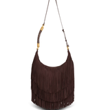 Balmain Ebene large fringed suede hobo bag