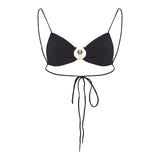 Ruched prong bandeau bikini top