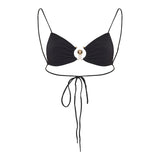 Ruched prong bandeau bikini top