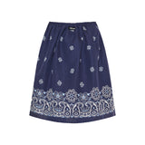 Printed slubbed poplin skirt
