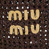 Logo raffia-effect bucket bag