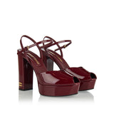 Patent leather block-heel platform sandals