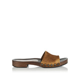 Faded suede clogs