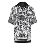 Printed silk-denim shirt