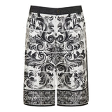 Printed silk-denim bermuda shorts
