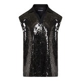 Sleeveless polo with sequins