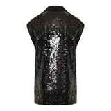 Sleeveless polo with sequins