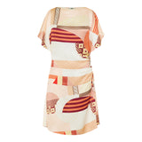 Graphic printed ruched mini dress