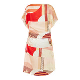 Graphic printed ruched mini dress