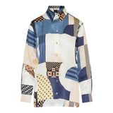 Patchwork print silk shirt