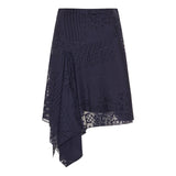 Asymmetric devoré skirt