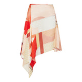 Asymmetric graphic print silk skirt