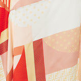 Asymmetric graphic print silk skirt