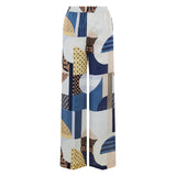 Patchwork print silk trousers