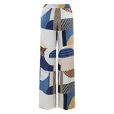 Patchwork print silk trousers