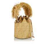 Mon Trésor raffia mini bucket bag