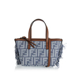 Roll rmbroidered denim mini bag