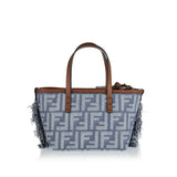 Roll rmbroidered denim mini bag