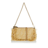 Baguette raffia FF jacquard pouch