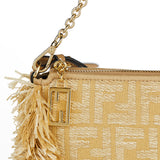 Baguette raffia FF jacquard pouch