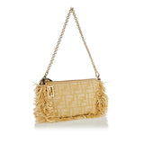 Baguette raffia FF jacquard pouch