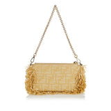 Baguette raffia FF jacquard pouch