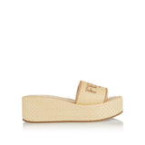 Sunshine raffia flatform slides