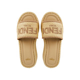 Sunshine raffia flatform slides