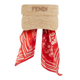 Visor with coral cotton bandana foulard