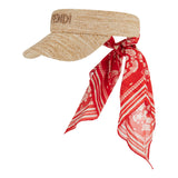 Visor with coral cotton bandana foulard