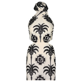 Pintaderas cutout embroidered halterneck mini dress