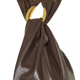 Ring-draped leather midi dress