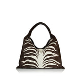 Large hop zebra leather shoulder bag