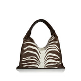 Large hop zebra leather shoulder bag