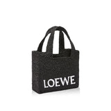 Font mini raffia tote bag