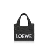 Font mini raffia tote bag