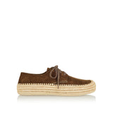 Suede and raffia lace‑up shoes