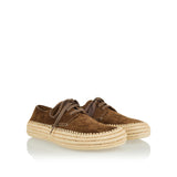 Suede and raffia lace‑up shoes